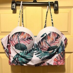 Tropical Leaf Print Women's Bathing Suit Top